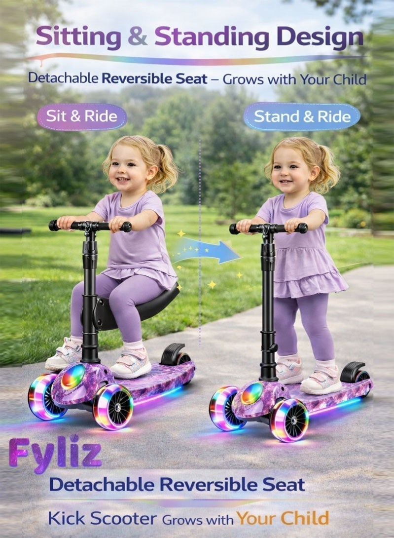 Fyliz Kick Scooter 3-in-1 Folding Flash Wheel 2-12 Year Old Male and Female Baby Can Ride Children's Sliding Wheel - Image 2